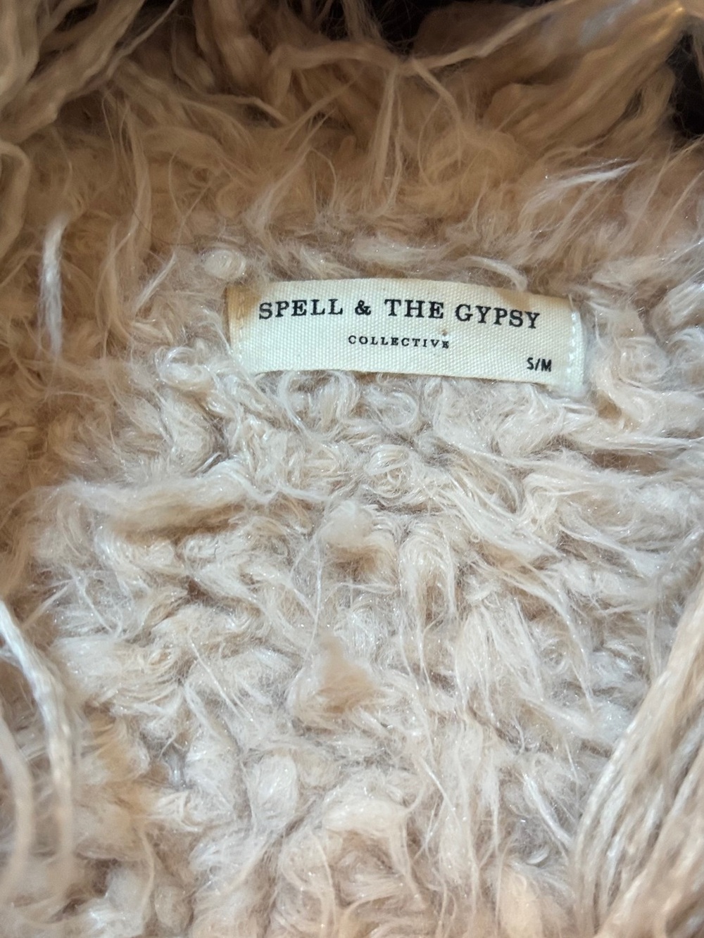 Spell & The Gypsy ‘Joplin’ Embroidered Penny Lane Faux Fur Trim Coat Sand Sable - Picture 5 of 10